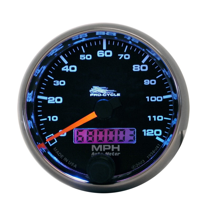 Autometer Pro-Cycle Gauge Speedo 2 5/8in 120 Mph Elec Black 19340