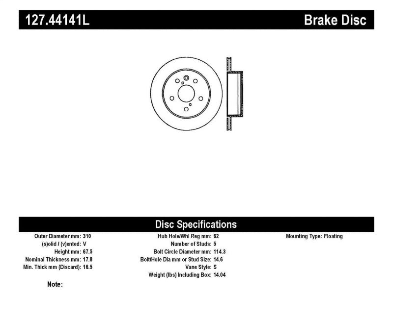 StopTech Power Slot 06-11 Lexus GS Series / 06-12 IS350 Rear Left Drilled & Slotted Rotor - eliteracefab.com