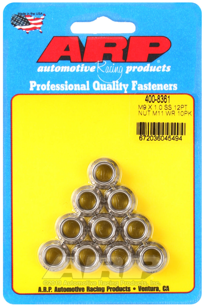 ARP M9 x 1.00 (M11 WR) SS 12pt Nut Kit (Set of 10) ARP