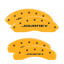 Load image into Gallery viewer, MGP 4 Caliper Covers Engraved Front &amp; Rear With out stripes/Journey Yellow finish black ch MGP