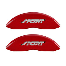 Load image into Gallery viewer, MGP 4 Caliper Covers Engraved Front &amp; Rear No bolts/Sport Red finish silver ch - eliteracefab.com