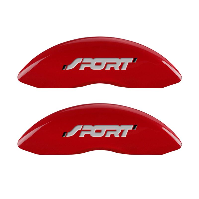 MGP 4 Caliper Covers Engraved Front & Rear No bolts/Sport Red finish silver ch - eliteracefab.com