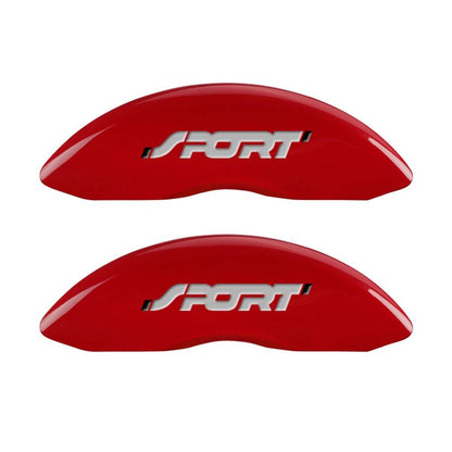 MGP 4 Caliper Covers Engraved Front & Rear No bolts/Sport Red finish silver ch - eliteracefab.com