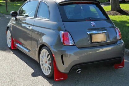 Rally Armor UR Mudflaps Urethane Fiat 500 2012-2013 Red/White - eliteracefab.com