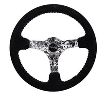 Load image into Gallery viewer, NRG Reinforced Sport Steering Wheel 350mm 3 Inch Deep Hydro Dipped Digital Camo 5mm spoke Black Suede Black Baseball Stitching - eliteracefab.com