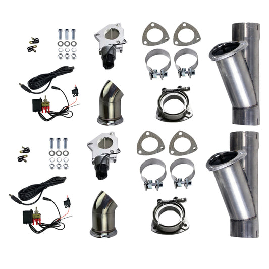 Granatelli 2.25in Alum Mild Steel Electronic Dual Slip Fit Exhaust Cutout w/Band Clamps Granatelli Motor Sports