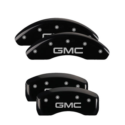 MGP 4 Caliper Covers Engraved Front & Rear GMC Black finish silver ch MGP