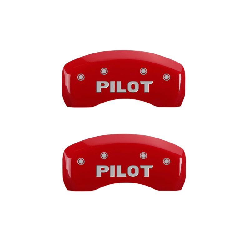 MGP 4 Caliper Covers Engraved Front Honda Engraved Rear Pilot/2015 Red finish silver ch MGP