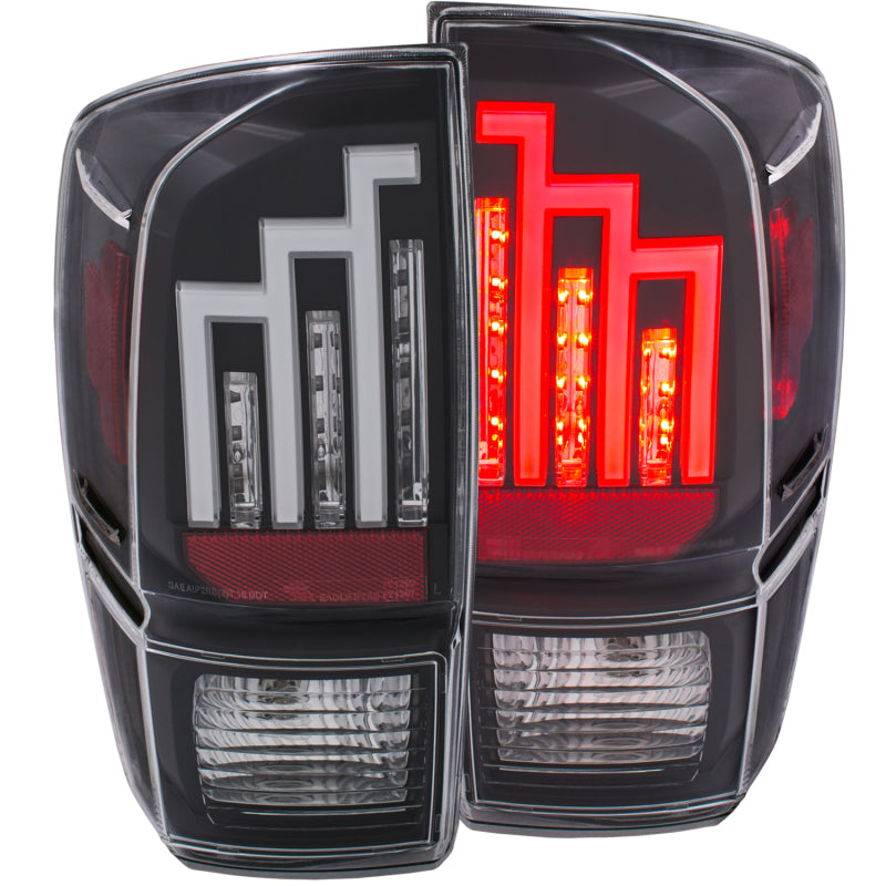 ANZO USA Toyota Tacoma Led Taillights Black; 2016-2018 - eliteracefab.com