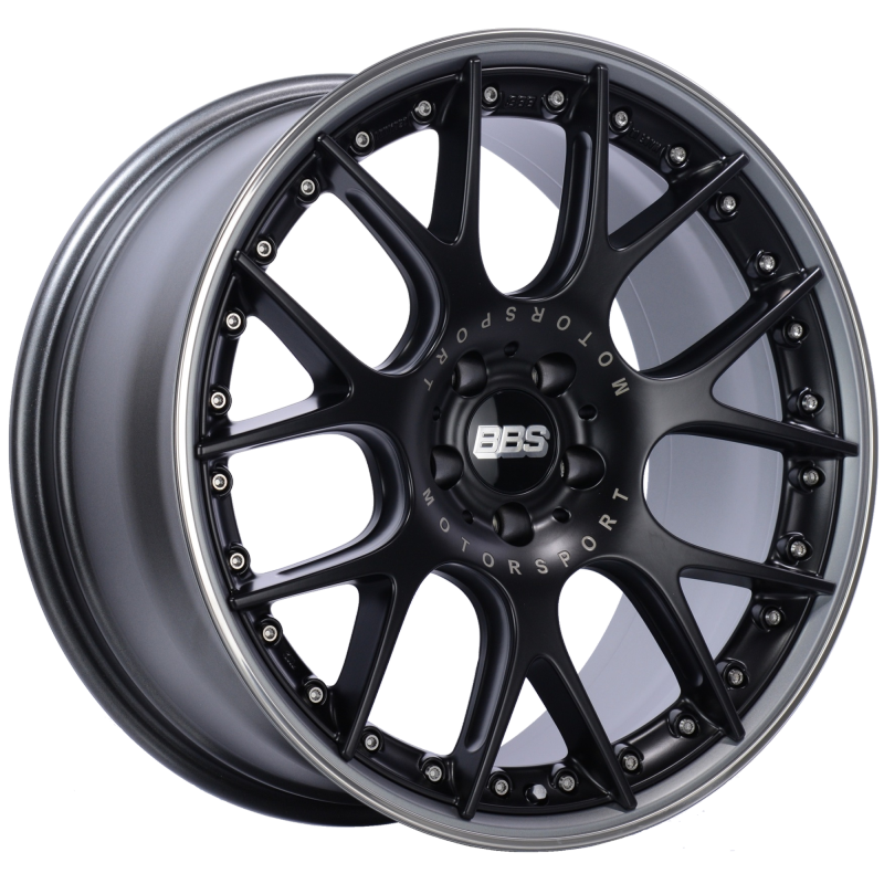 BBS CH-RII 20x9 5x112 ET30 Satin Black Center Platinum Lip SS Rim Prot Wheel -82mm PFS/Clip Req CH652BPPO