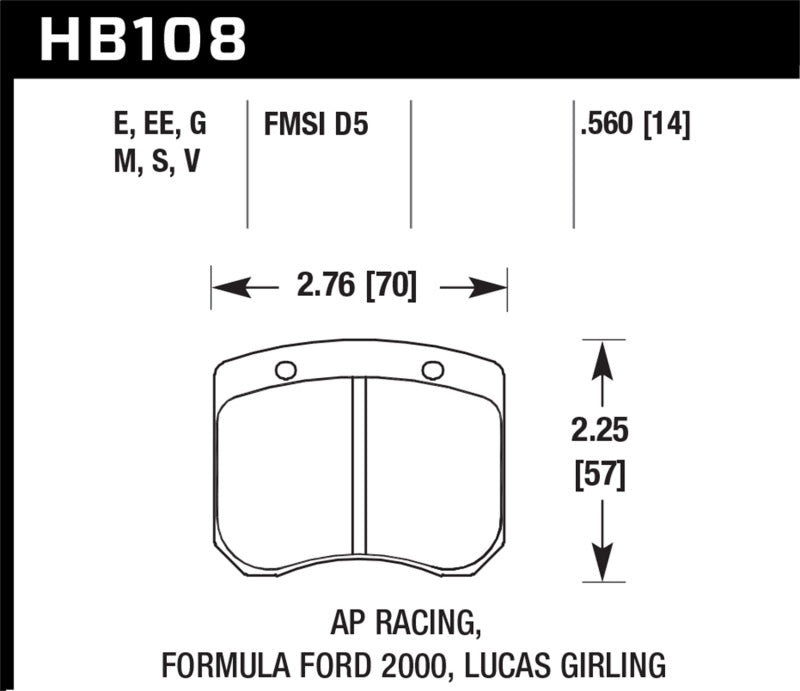 Hawk Performance DTC-60 Rear Brake Pads - HB108G.560