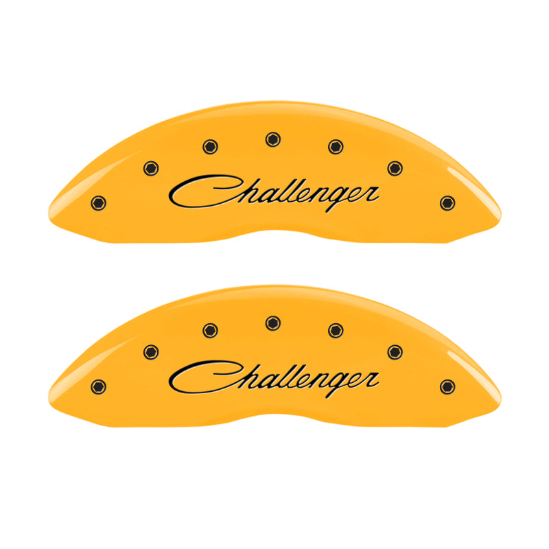 MGP 4 Caliper Covers Engraved Front Challenger Rear RT Yellow Finish Black Char 2006 Dodge Charger MGP