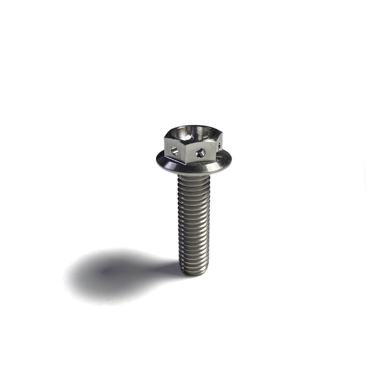 Ticon Industries Titanium Bolt Flanged M8x15x1.25TP 12mm 6pt Head Drilled