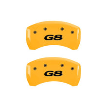 Load image into Gallery viewer, MGP 4 Caliper Covers Engraved Front Pontiac Rear G8 Yellow Finish Black Char 2008 Pontiac G8 MGP