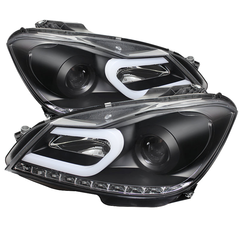 Spyder Mercedes Benz W204 C-Class 12-13 Projector Halogen Model- DRL Blk PRO-YD-MBW20412-DRL-BK - eliteracefab.com