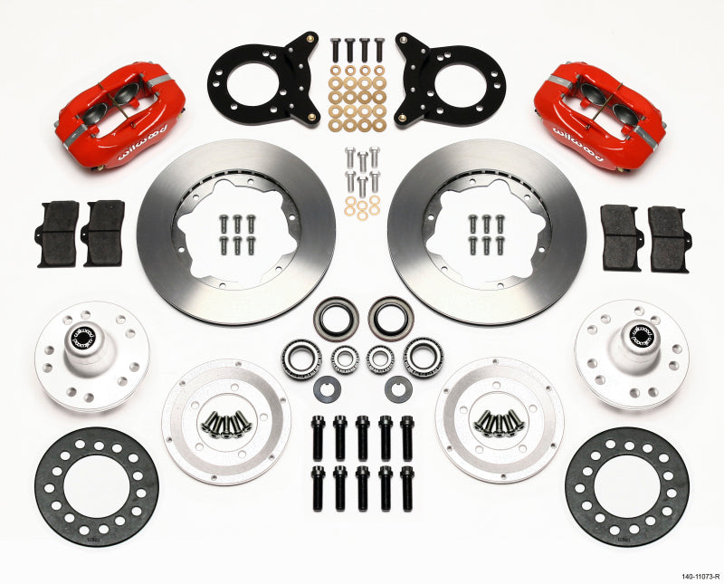 Wilwood Forged Dynalite Front Kit 11.00in Red 1970-1973 Mustang Disc & Drum Spindle Wilwood