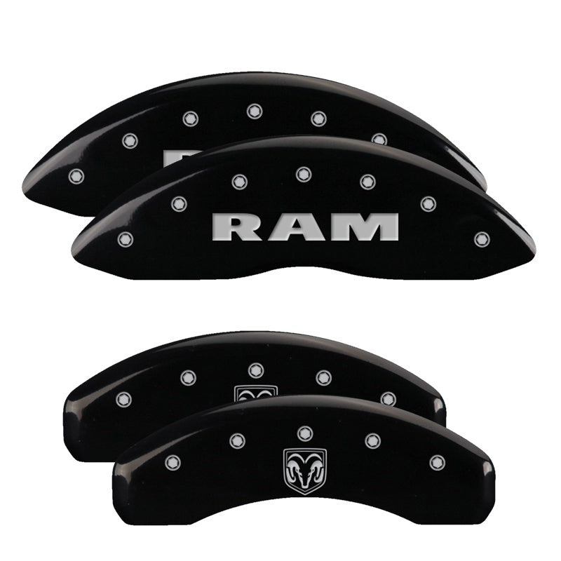 MGP 4 Caliper Covers Engraved Front Ram Rear Ramhead Black Finish Silver Char 2019 Ram 1500 MGP