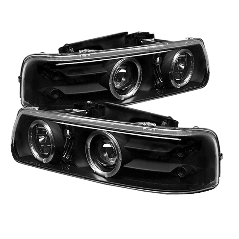 Spyder Chevy Silverado 1500/2500 99-02 Projector Headlights LED Halo LED Black PRO-YD-CS99-HL-BK - eliteracefab.com