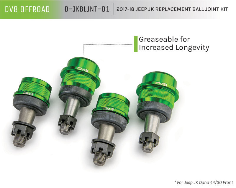 DV8 Offroad 07-18 Jeep Wrangler JK Replacement Ball Joint Kit - Dana 30/44 - eliteracefab.com