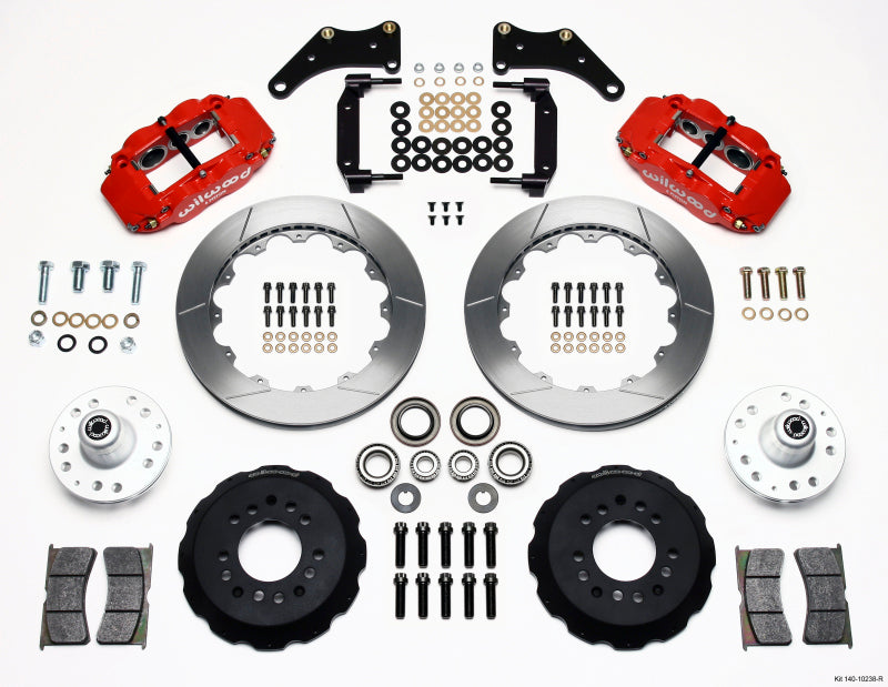Wilwood Narrow Superlite 6R Front Hub Kit 12.88in Red Large GM 57-70 Drop Spindle Wilwood