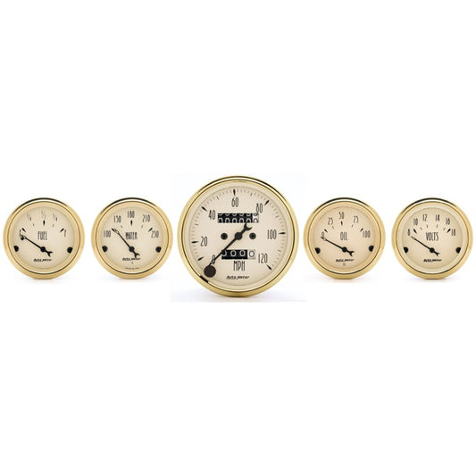 Autometer Golden Oldies 5 piece Kit (Mech Speed/Elec Oil Press/Water Temp/Volt/Fuel Level) 1501