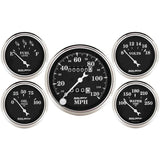 Auto Meter Gauge Kit 5 pc. 3 1/8in & 2 1/16in Mechanical Speedometer Old Tyme Black