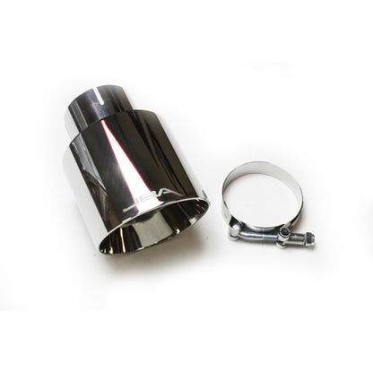 JBA 2.5in x 4in x 5-3/4in Double Wall Polished Chrome Tip - Clamp On JBA