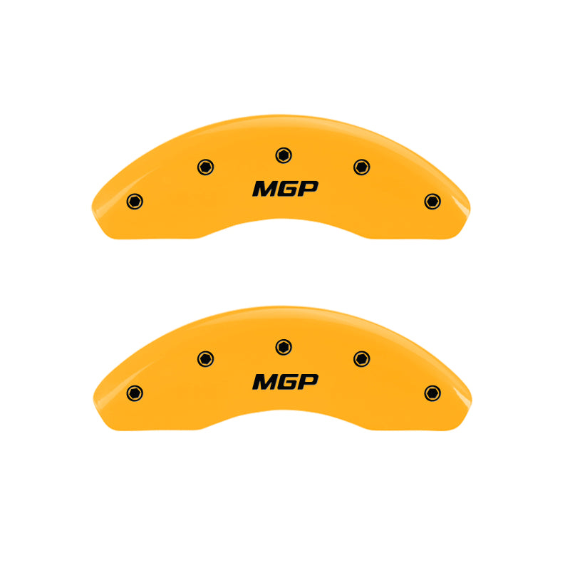 MGP 4 Caliper Covers Engraved Front & Rear MGP Yellow Finish Black Char 2001 Chevrolet iMpala MGP