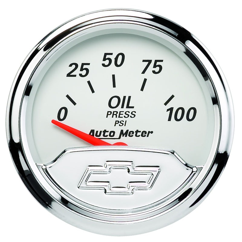 Autometer Chevy Vintage Bowtie 2-1/16in 0-100PSI Electronic Oil Pressure Gauge 1327-00408