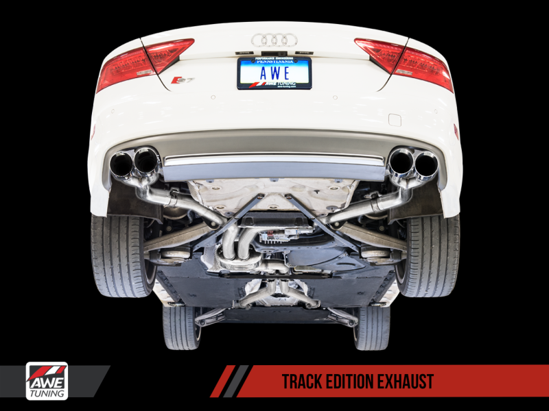 AWE Tuning Audi C7 / C7.5 S7 4.0T Track Edition Exhaust - Diamond Black Tips - eliteracefab.com