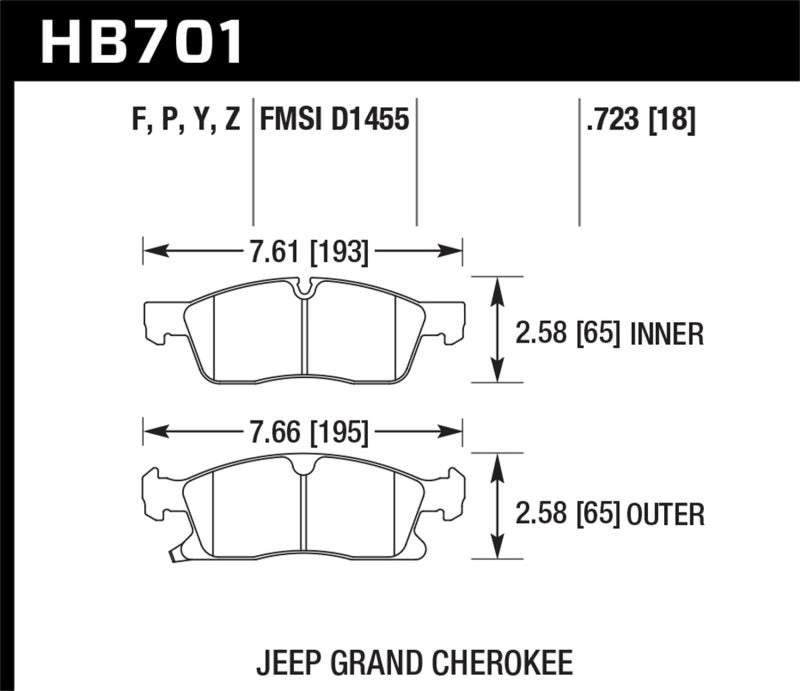 Hawk 11-12 Dodge Durango / 11-12 Jeep Grand Cherokee HPS 5.0 Front Street Brake Pads - eliteracefab.com