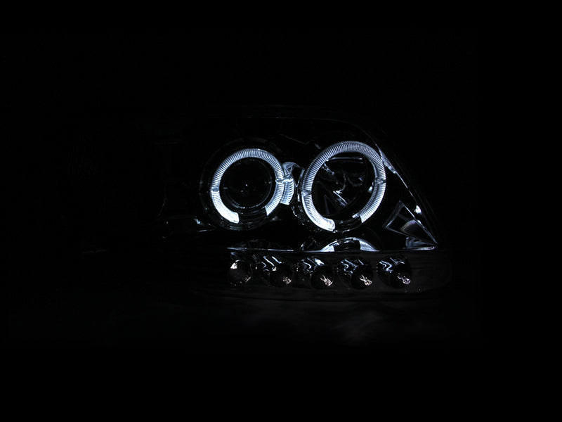 ANZO 1997.5-2003 Ford F-150 Projector Headlights w/ Halo and LED Chrome 1pc - eliteracefab.com