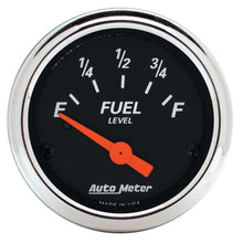 Load image into Gallery viewer, Autometer Designer Black 2 1/16in 0 Ohm E to 90 Ohm F Electronic Fuel Level Gauge