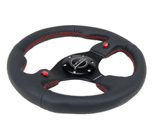 Load image into Gallery viewer, NRG Reinforced Sport Steering Wheel 320mm Dual Button Black Spoke Black Leather - eliteracefab.com