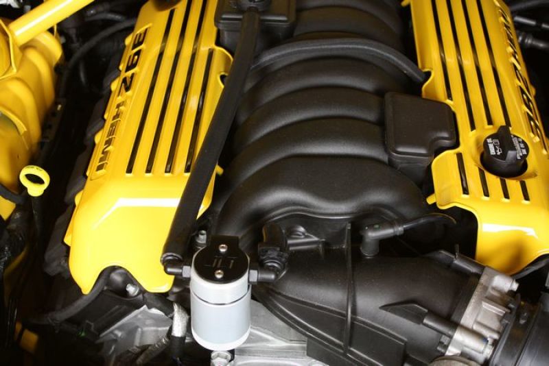 J&L 11-19 Dodge Charger SRT 6.4L Hemi Passenger Side Oil Separator 3.0 - Clear Anodized - eliteracefab.com