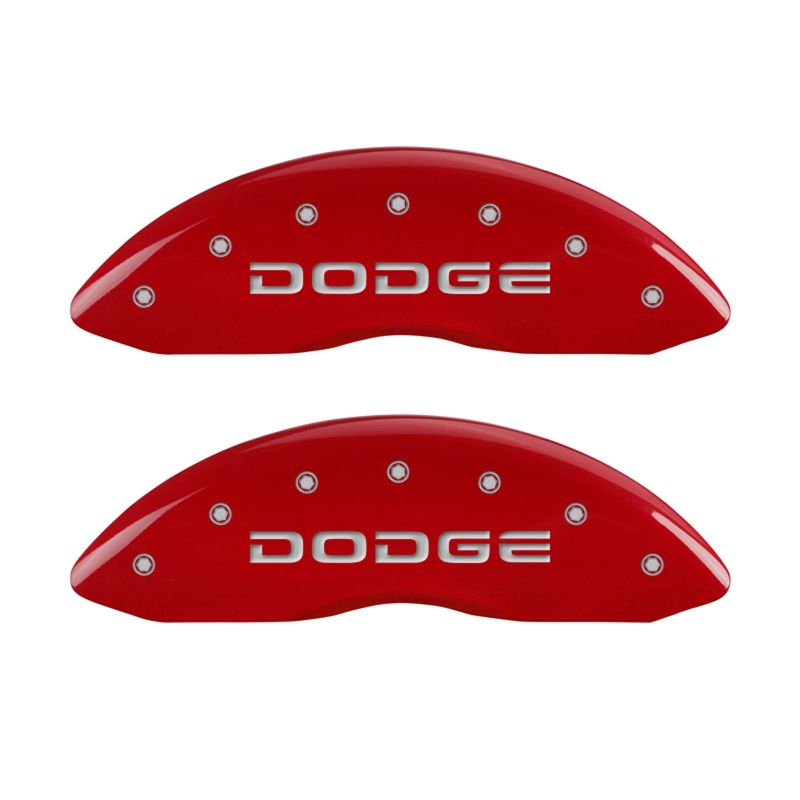 MGP 4 Caliper Covers Engraved Front & Rear Broken D/Dodge Red finish silver ch MGP