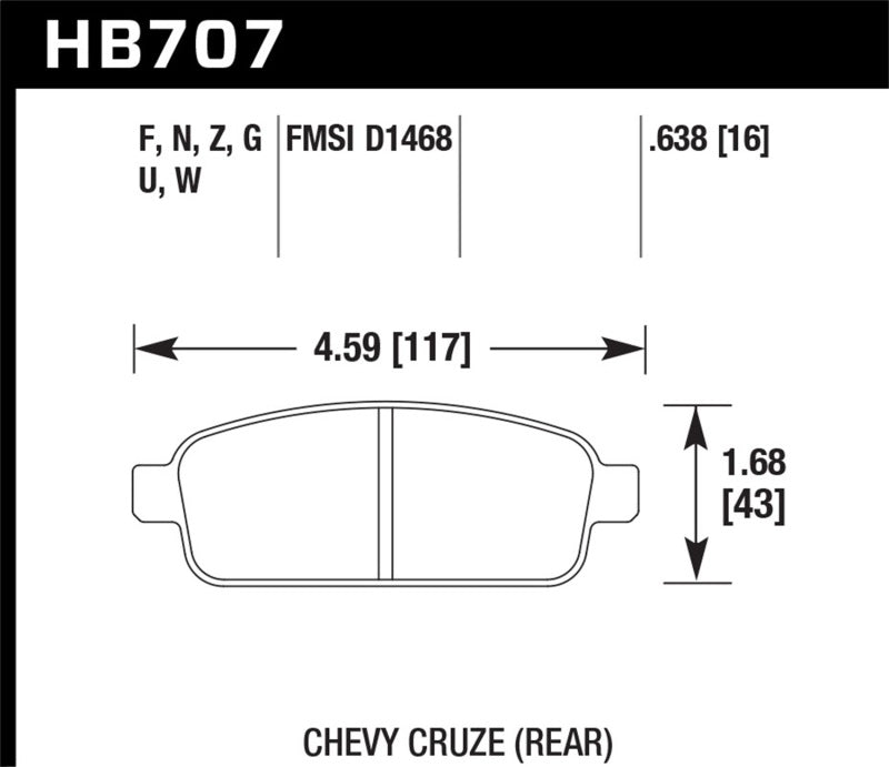 Hawk Performance Ceramic Rear Brake Pads - HB707Z.638