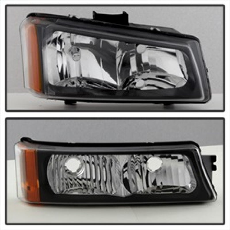 Xtune Chevy Silverado 2500HD 03-06 Crystal Headlights w/ Bumper Lights Black HD-JH-CSIL03-AM-BK-SET - eliteracefab.com