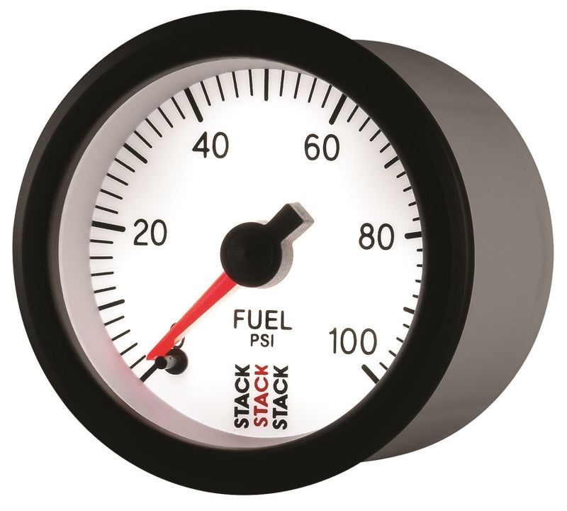 Autometer Stack 52mm 0-100 PSI 1/8in NPTF Male Pro Stepper Motor Fuel Pressure Gauge - White ST3356