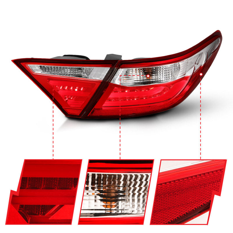 ANZO 2015-2016 Toyota Camry LED Taillights Red/Clear ANZO