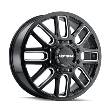Mayhem 8107D Cogent Dually 20x8.25/8x165.1 BP/115mm Offset/121.3mm Hub Black w/ Milled Spokes Wheel Mayhem
