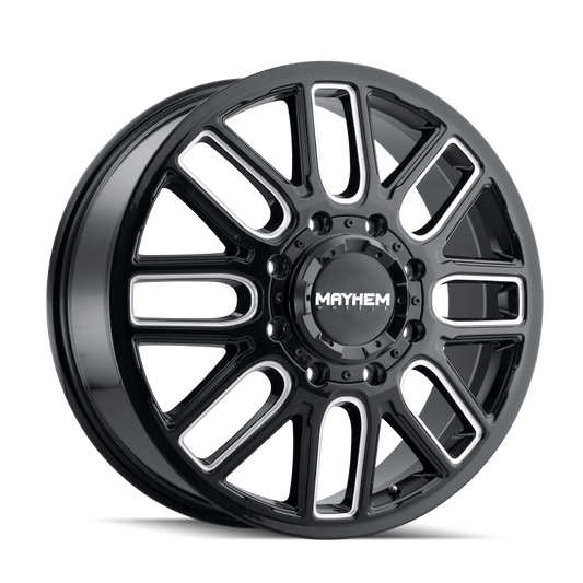 Mayhem 8107D Cogent Dually 20x8.25/8x165.1 BP/115mm Offset/121.3mm Hub Black w/ Milled Spokes Wheel Mayhem