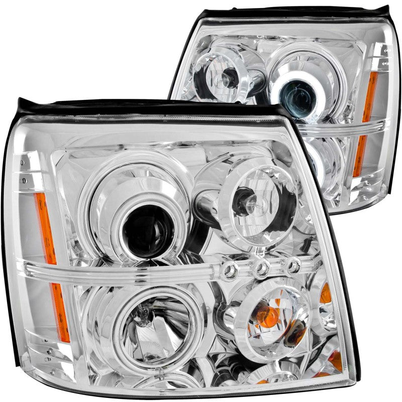 ANZO USA Cadillac Escalade Projector Headlights W/ Halo Chrome Ccfl Hid Compatible; 2003-2006 - eliteracefab.com