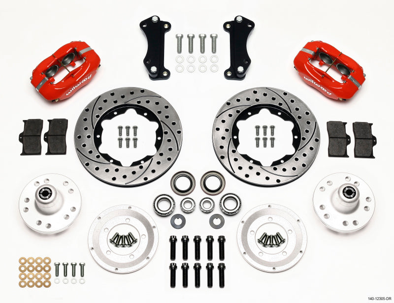 Wilwood Forged Dynalite Front Kit 11.00in Drill-Red Heidts Tri -5 2 inch Drop Spindle Wilwood
