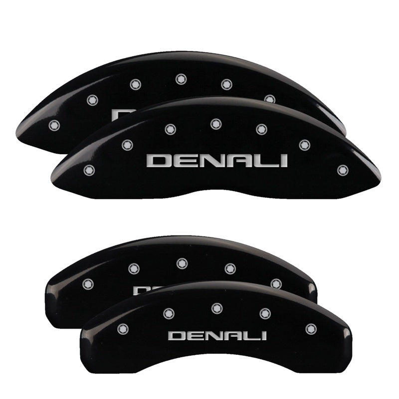 MGP 4 Caliper Covers Engraved Front & Rear Denali Black finish silver ch MGP