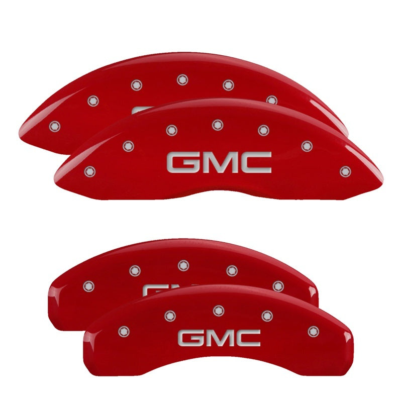 MGP 4 Caliper Covers Engraved Front & Rear GMC Red Finish Silver Char 2019 GMC Sierra 1500 - eliteracefab.com