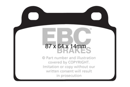 EBC 08-16 Mitsubishi Lancer Evo 10 2.0 Turbo (1 piece rotor) Yellowstuff Rear Brake Pads - eliteracefab.com