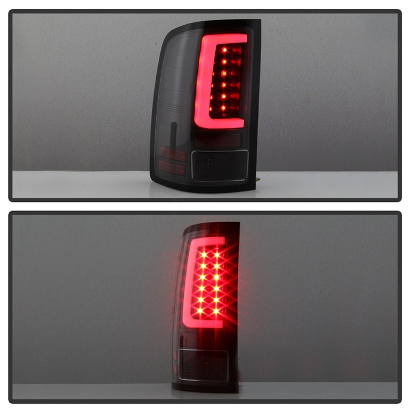 Spyder 07-13 GMC Sierra 1500 V2 Light Bar LED Tail Lights - Black (ALT-YD-GS07V2-LBLED-BK) - eliteracefab.com