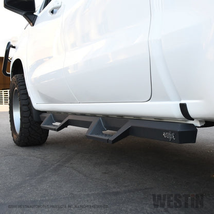 Westin 2019 Chevrolet Silverado / GMC Sierra 1500 Crew Cab Drop Nerf Step Bars - Textured Black - eliteracefab.com