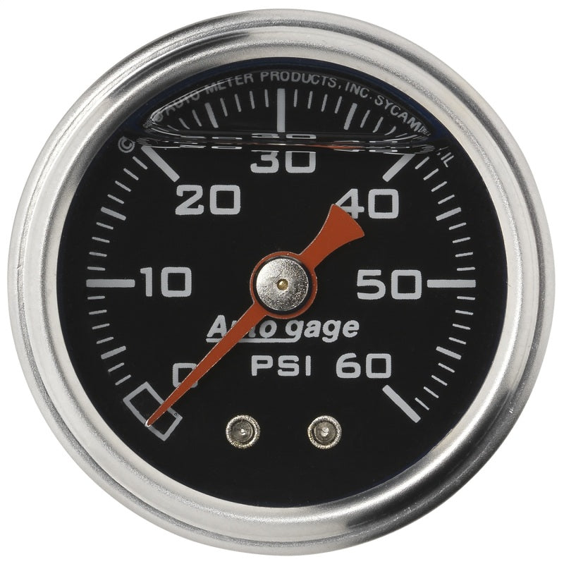 Autometer AutoGage 1.5in Liquid Filled Mechanical 0-60 PSI Fuel Pressure Gauge - Black 2173